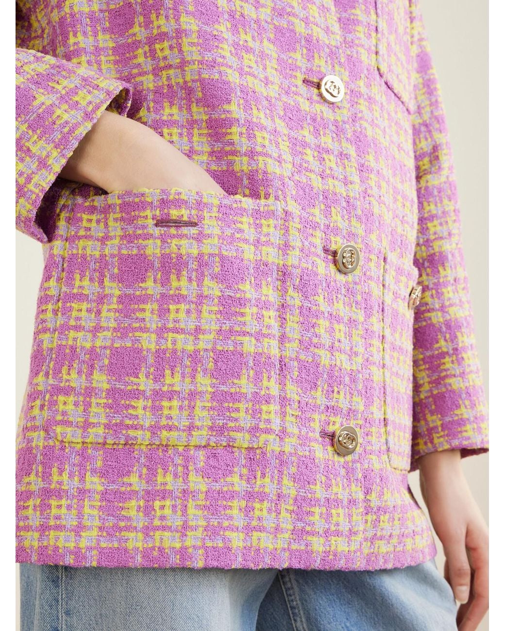 Gucci Pink Cotton-Blend Tweed Blazer