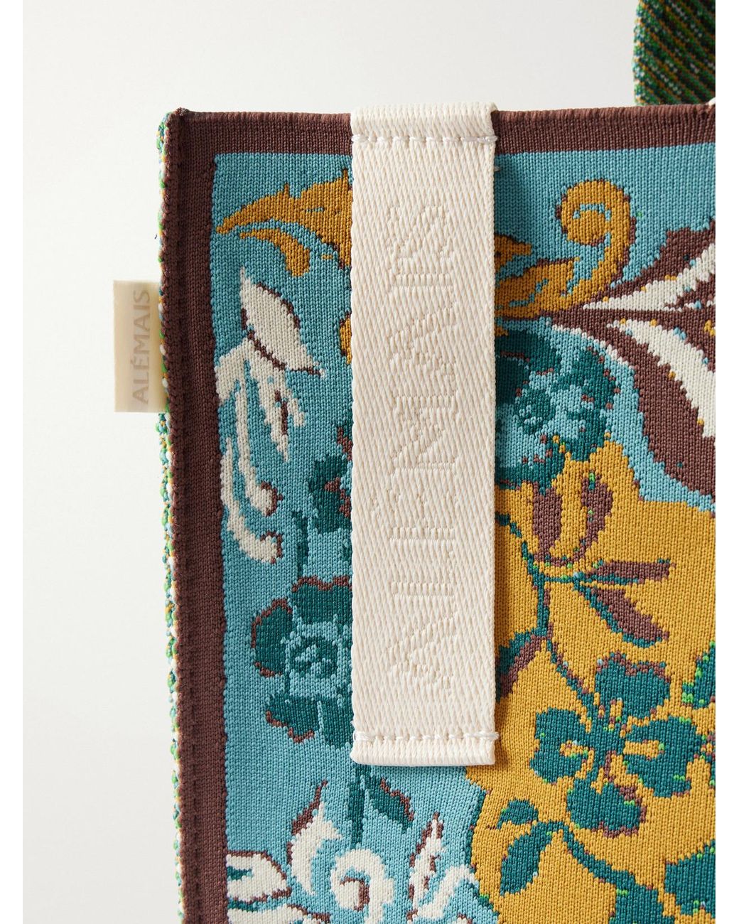 ALÉMAIS Blue Florence Floral-Jacquard Tote