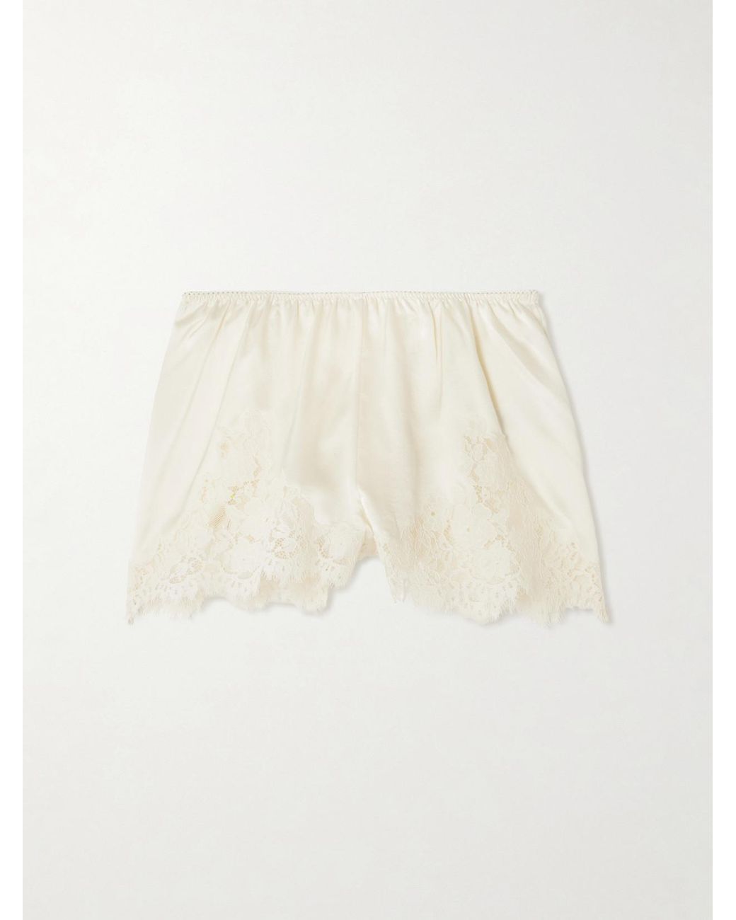 Doen Natural Iona Lace-Trimmed Silk-Satin Shorts