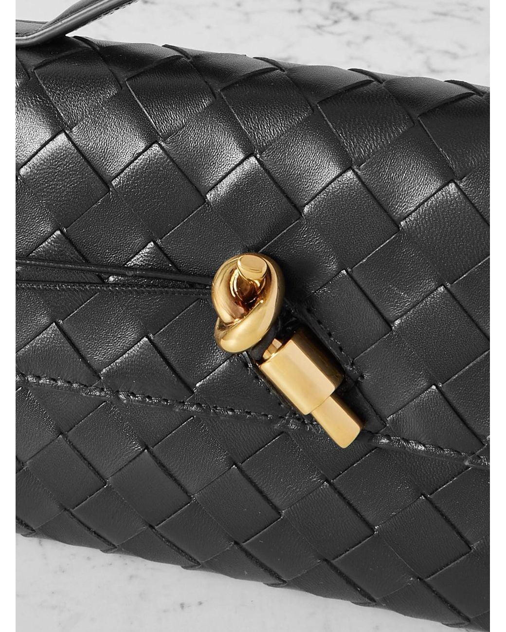 Bottega Veneta Black Andiamo Long Intrecciato Leather Clutch