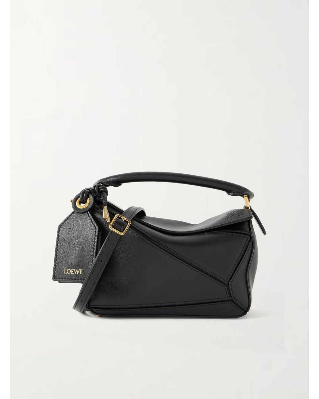 Loewe Black Featherlight Puzzle Mini Textured-Leather Top-Handle Bag