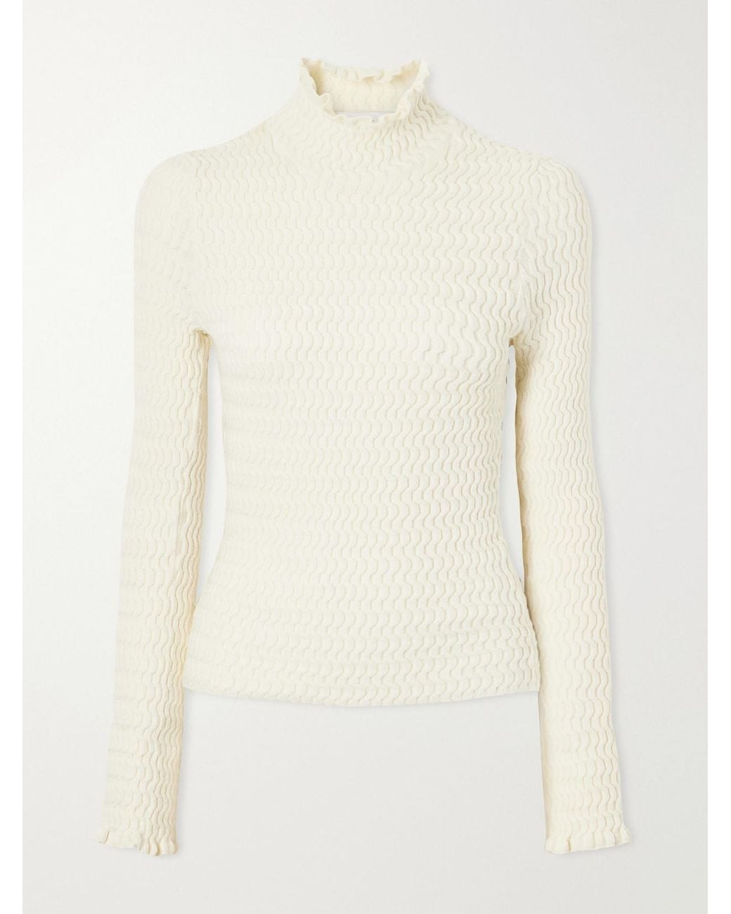 Proenza Schouler Natural Juniper Turtleneck Cable-Knit Cotton-Blend Sweater