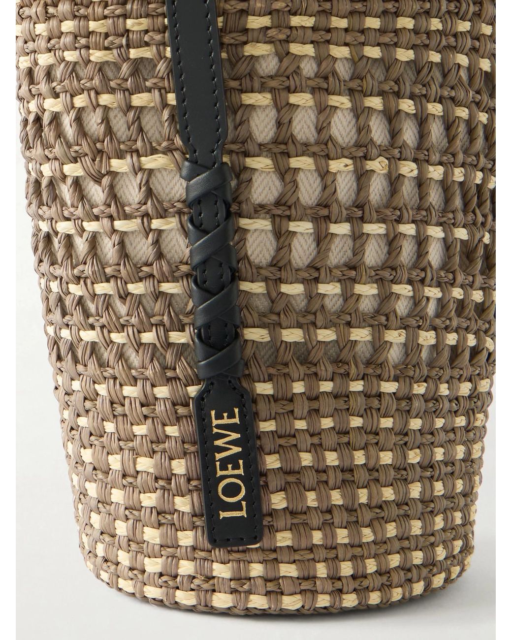 Loewe Green Paula's Ibiza Braid Leather-Trimmed Raffia Shoulder Bag