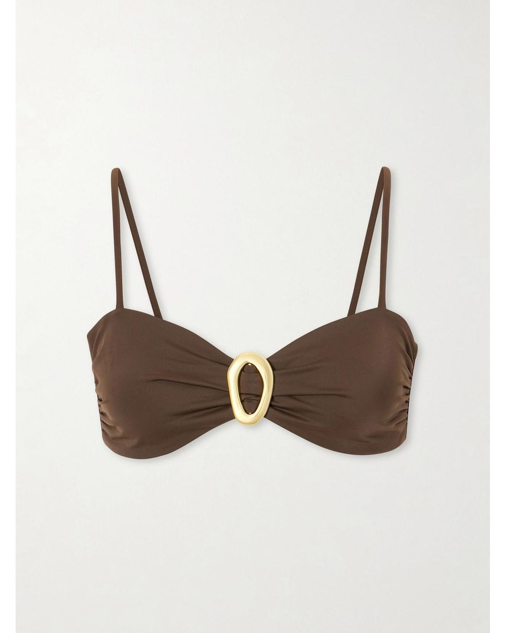 Away That Day Brown Cabo Verde Embellished Bikini Top