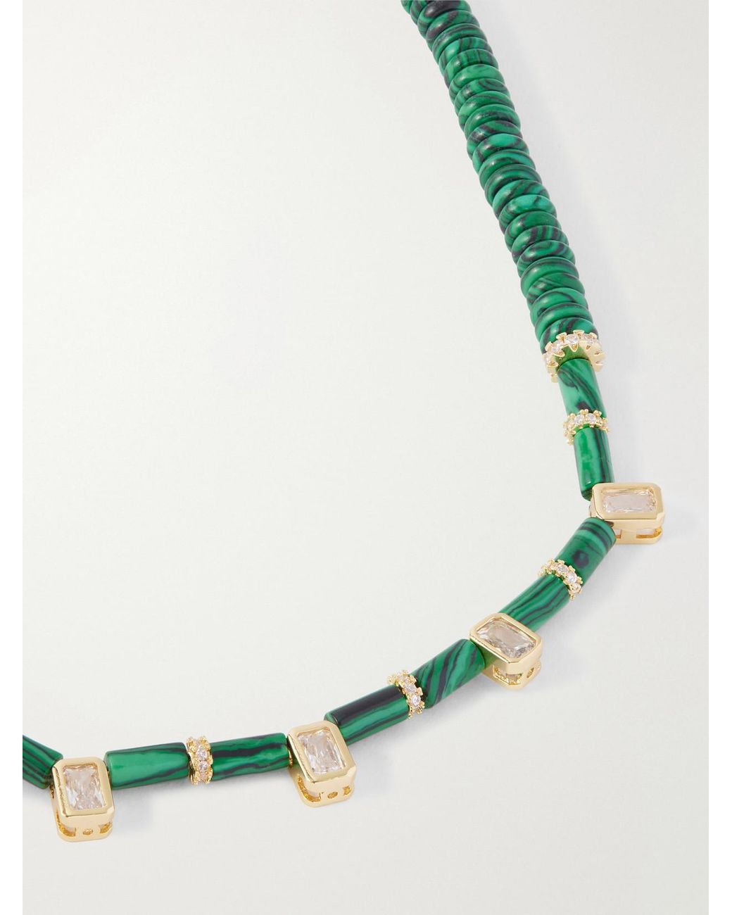 Joolz by Martha Calvo Green Plated, Malachite And Crystal Necklace
