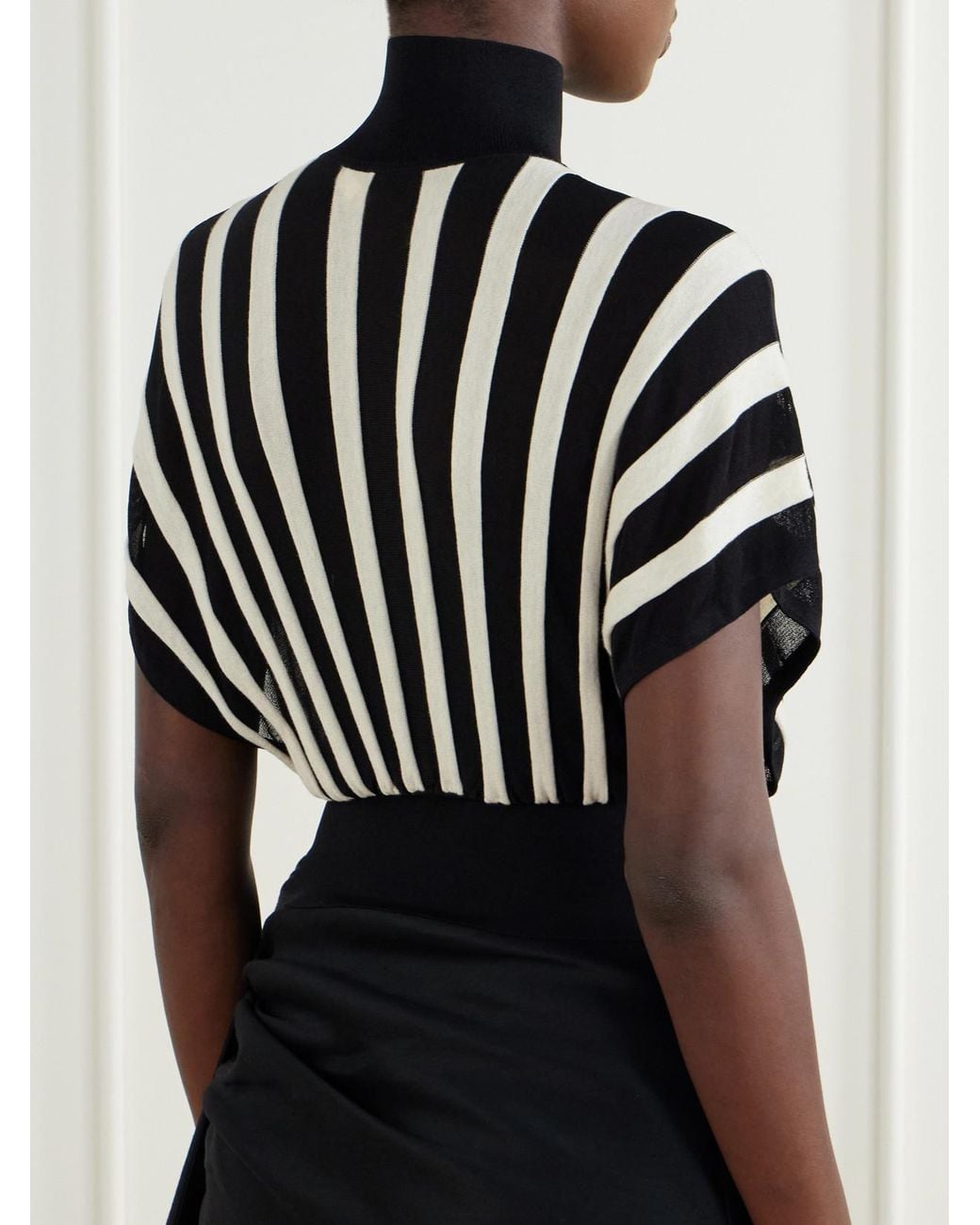 Zimmermann Black Clash Striped Knitted Blouse