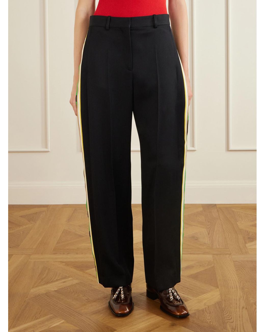 Loewe Black Striped Wool Straight-Leg Pants