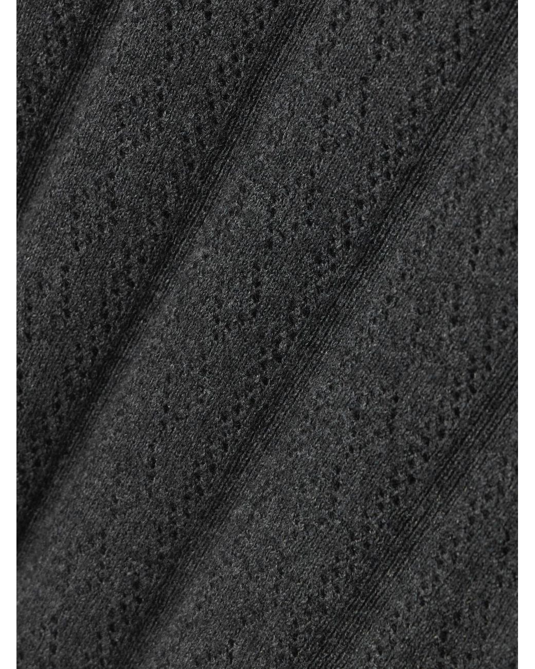 Lisa Yang Black Cristine Pointelle-Knit Cotton And Cashmere-Blend Polo Shirt