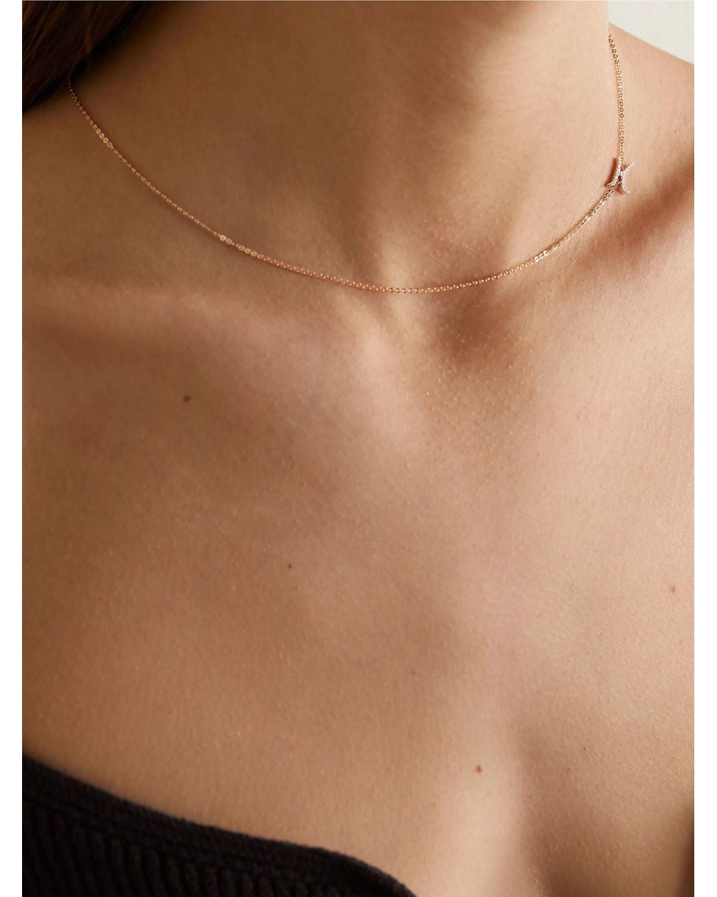 Anita Ko Natural Initial 18-Karat Rose Diamond Necklace