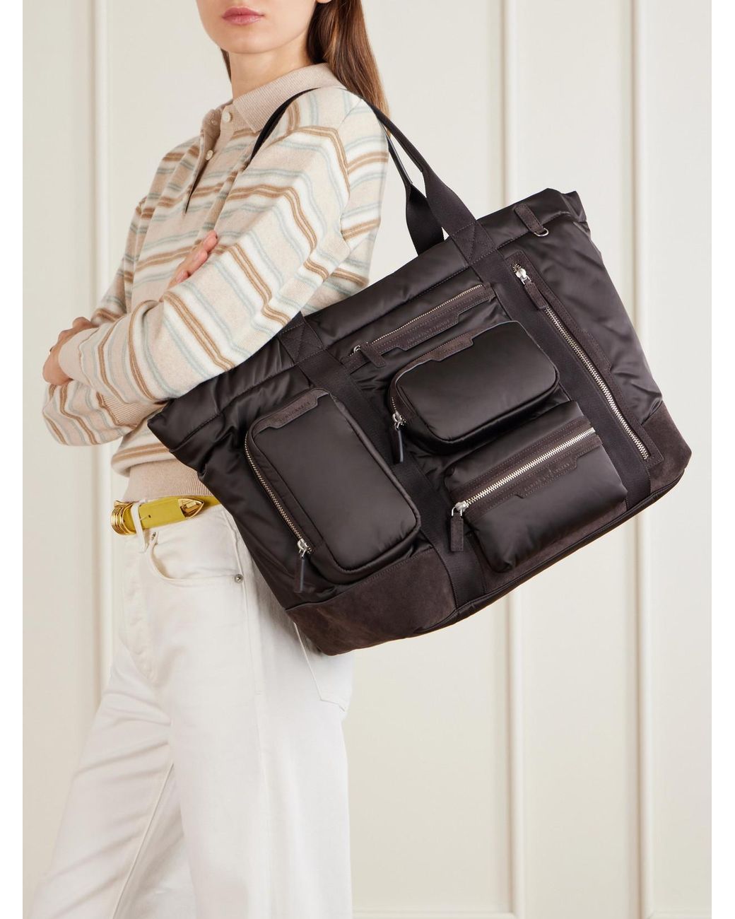 Anya Hindmarch Black Travel Leather-Trimmed Shell Weekend Bag