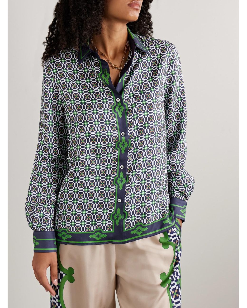 LaDoubleJ Blue Icon Boy Printed Silk-Twill Shirt