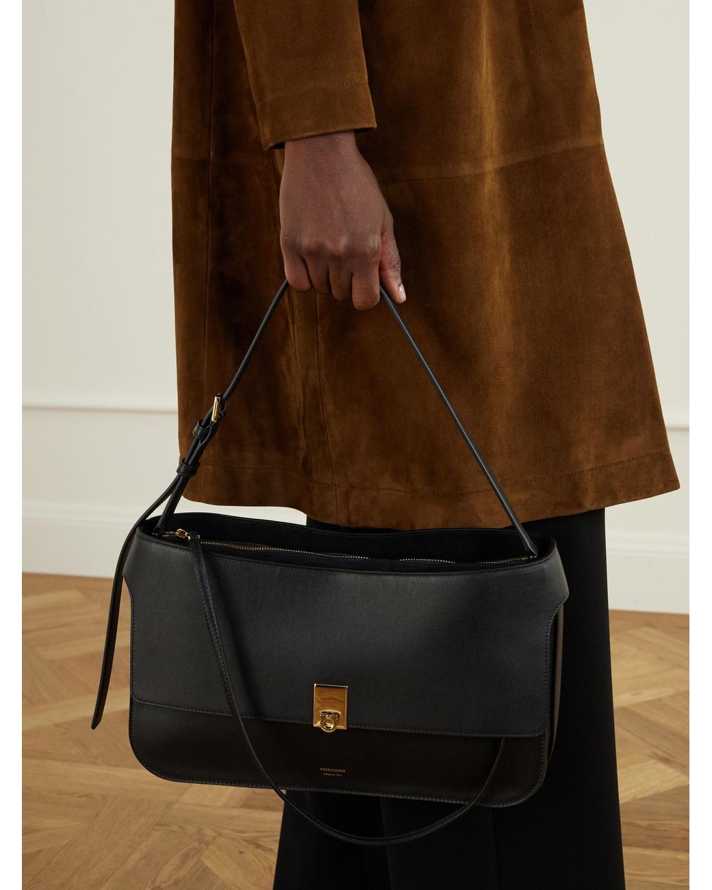 Ferragamo Black Cara Leather Shoulder Bag