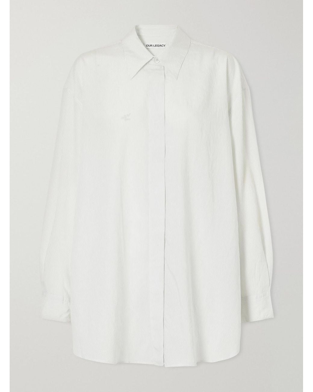 Our Legacy White Heirloom Striped Modal-Blend Shirt