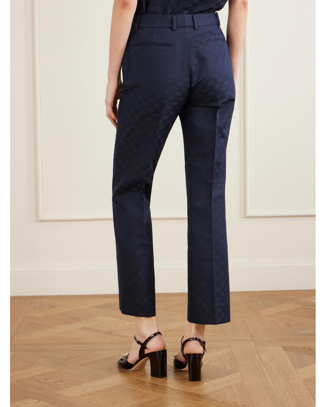 Gucci Blue Jacquard-Twill Tapered Pants