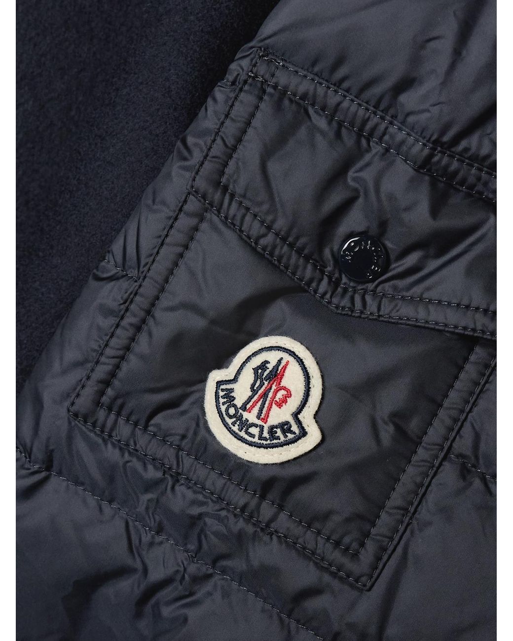 Moncler Blue Wool-Blend Felt And Quilted Shell Down Jacket
