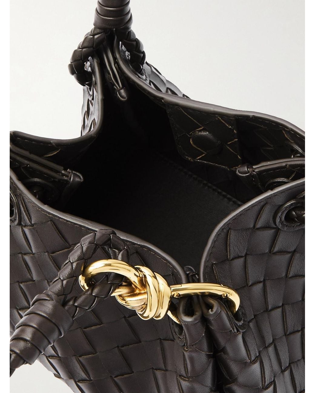 Bottega Veneta Black Parachute Small Intrecciato Leather Shoulder Bag