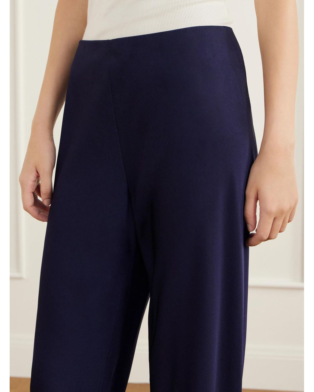Veronica Beard Blue Braddok Cady Straight-Leg Pants