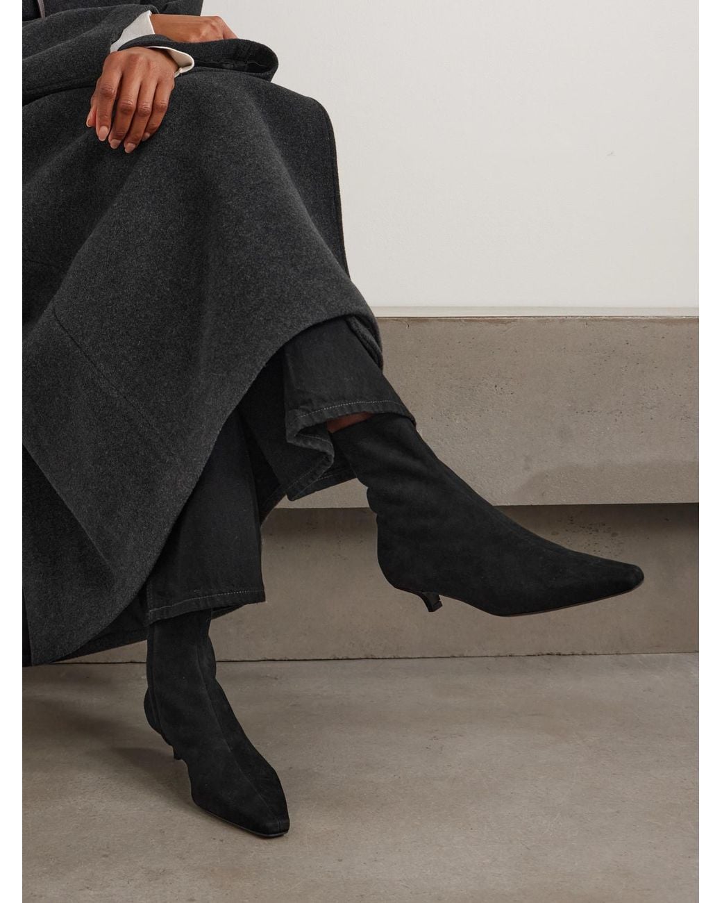 Totême  Black Suede Ankle Boots