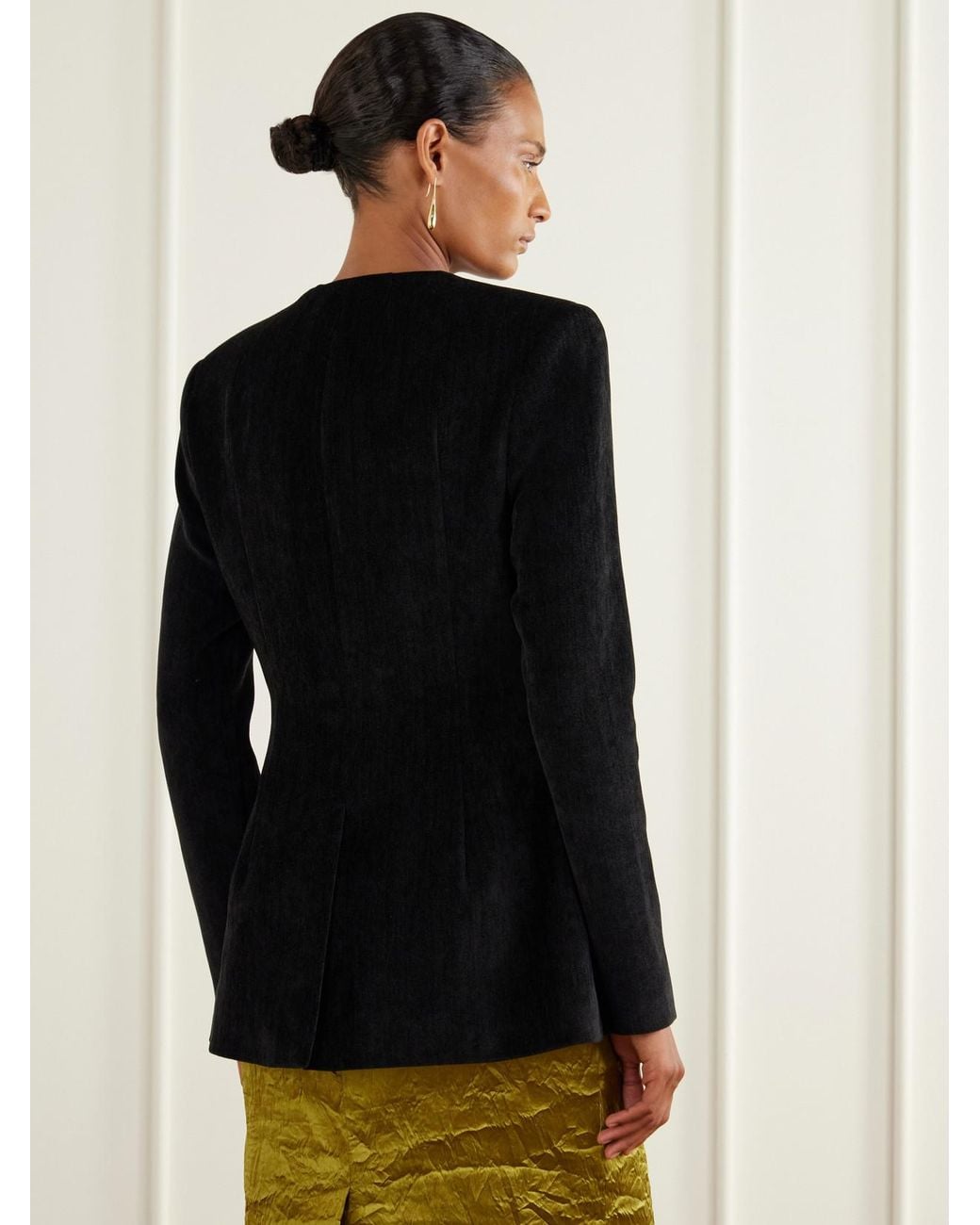 TOVE Black Moya Button-Embellished Velvet Jacket