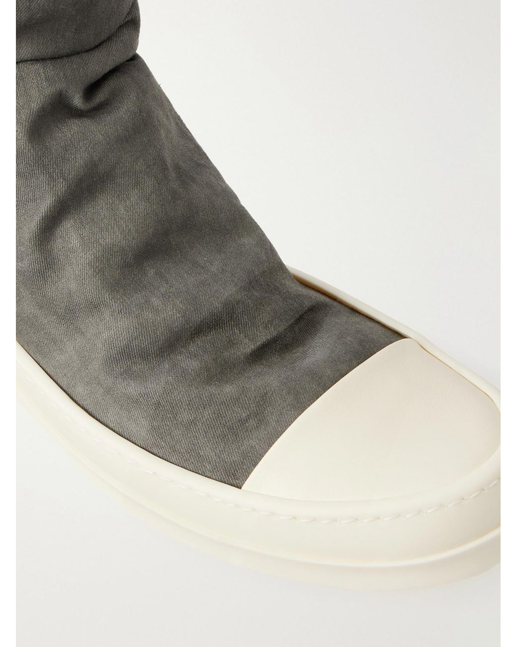 Rick Owens White High Sock Stretch-Twill Over-The-Knee Boots