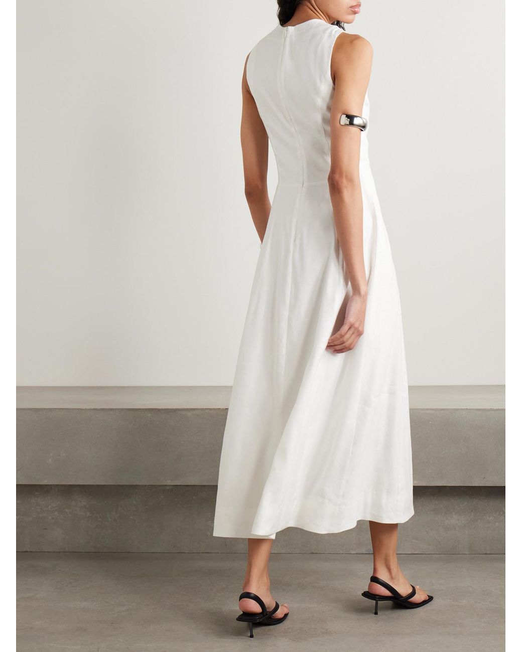 STAUD Martine Linen-Blend Maxi Dress in White | Lyst STAUD Martine Linen-Blend Maxi Dress in White | Lyst