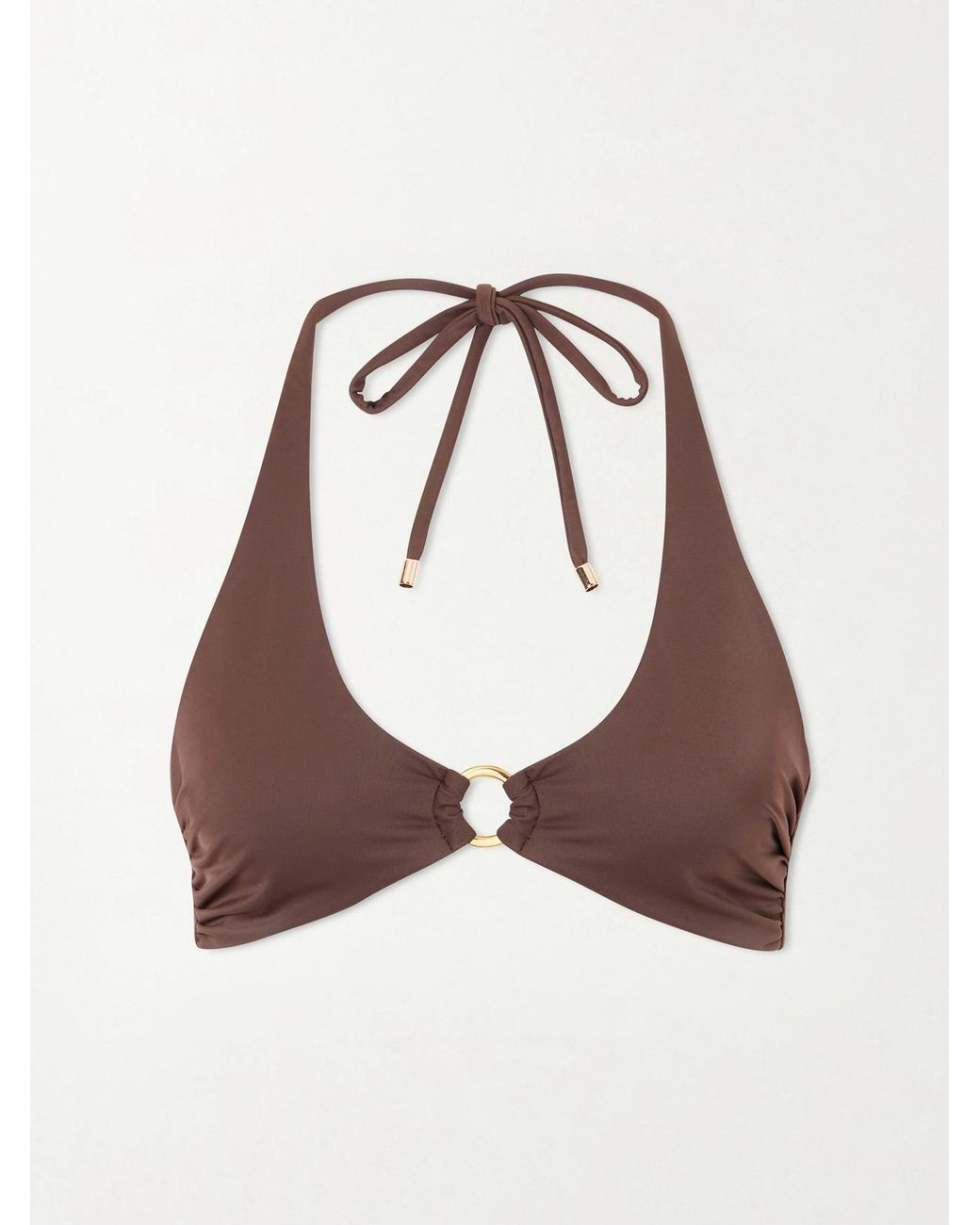 Away That Day Brown Sorrento Embellished Bikini Top