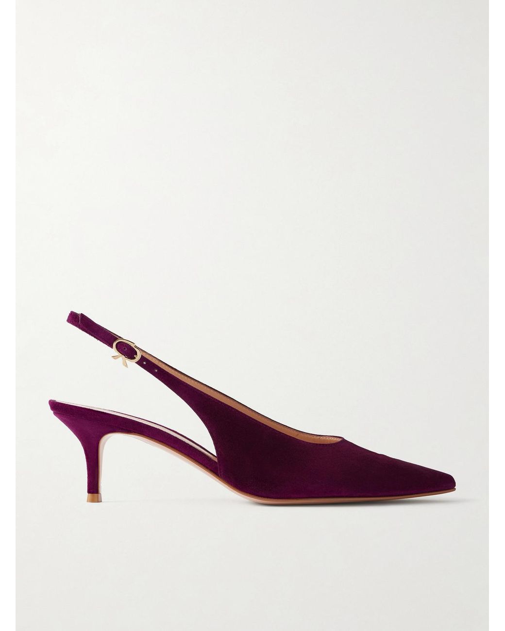 Gianvito Rossi Purple Robbie Sling 55 Suede Slingback Pumps