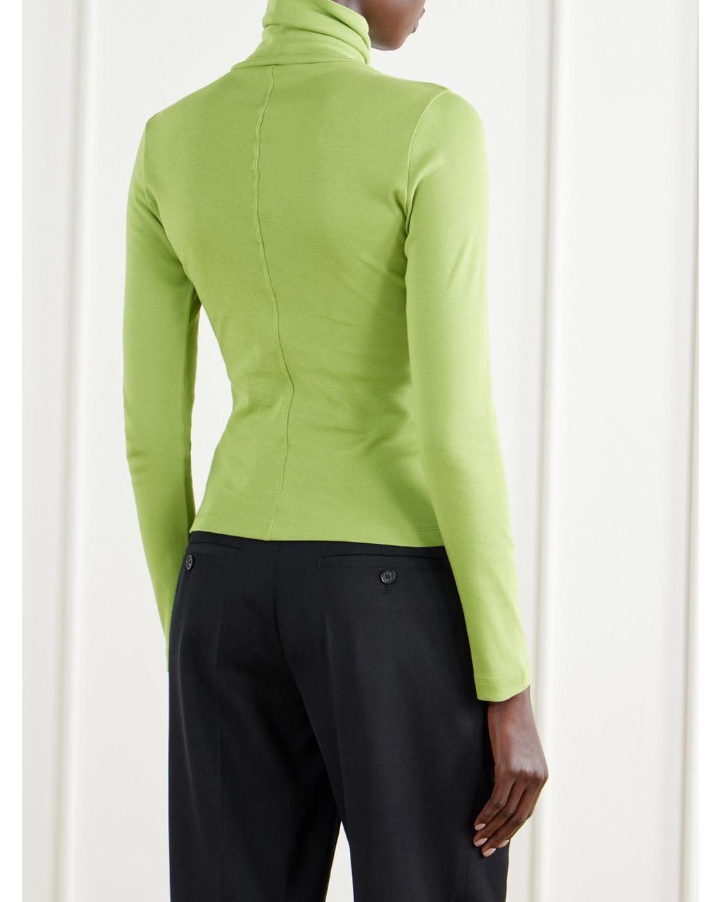 Flore Flore Green Dinah Ribbed Organic Cotton-Jersey Turtleneck Top