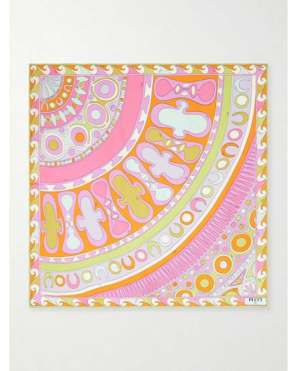 Emilio Pucci Pink Printed Silk-Twill Scarf