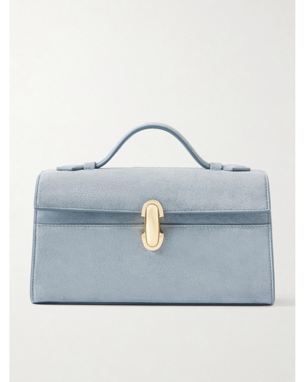 SAVETTE Blue Symmetry Pochette Suede Tote