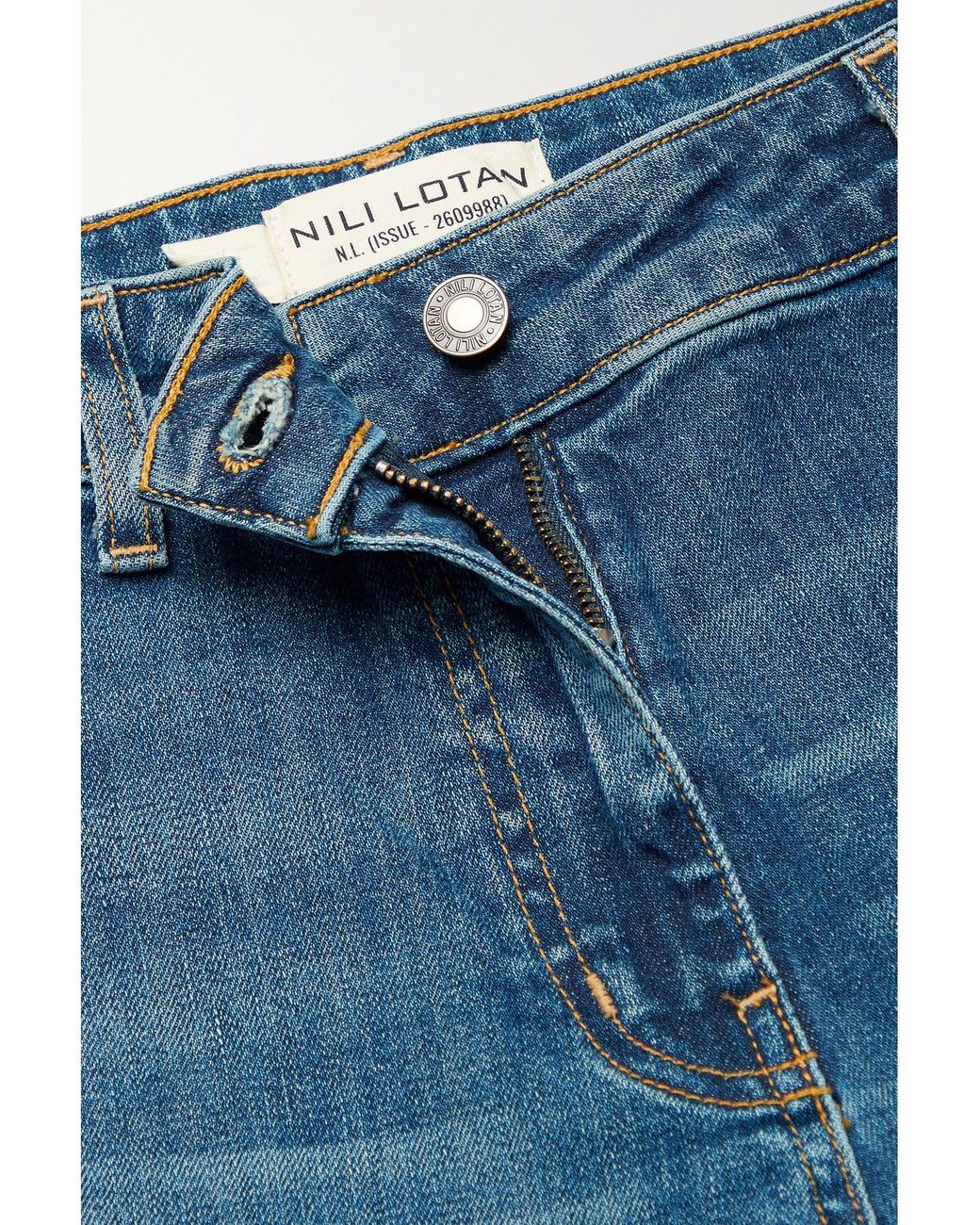 Nili Lotan Blue Megan High-Rise Wide-Leg Jeans