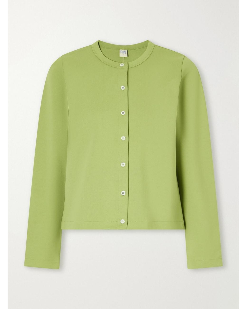 Flore Flore Green Poppy Organic Cotton-Jersey Cardigan