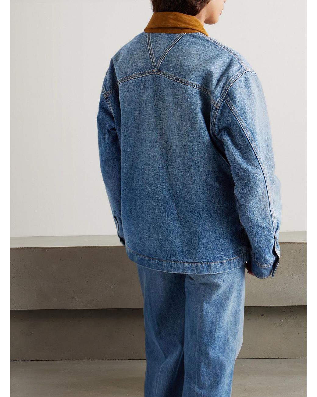 Bottega Veneta Blue Appliquéd Suede-Trimmed Denim Jacket
