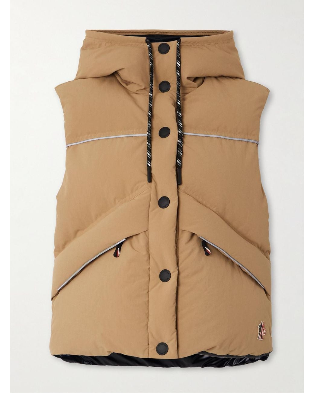 Moncler Natural Arolla Hooded Appliquéd Quilted Shell Down Vest