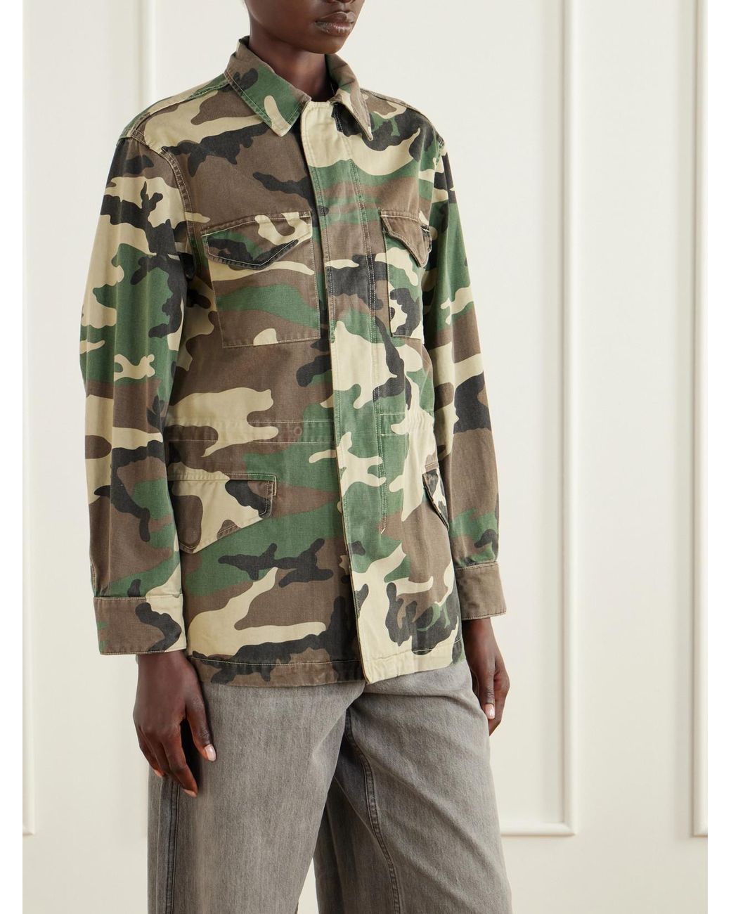 Nili Lotan Green Sacha Camouflage-Print Cotton-Drill Jacket