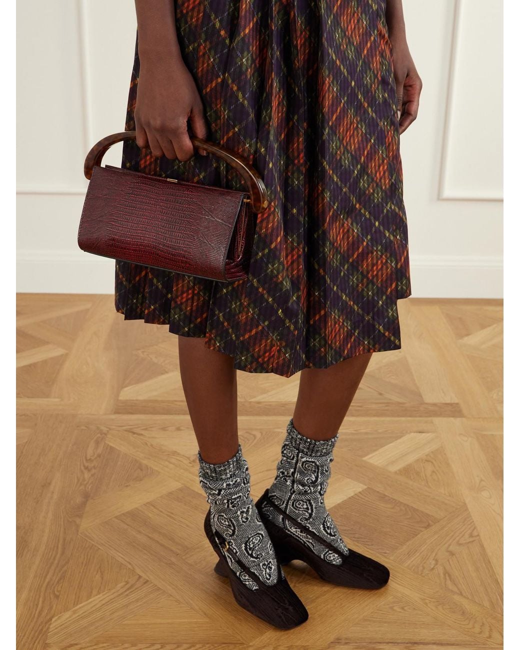 Dries Van Noten Purple Croc-Effect Leather Tote