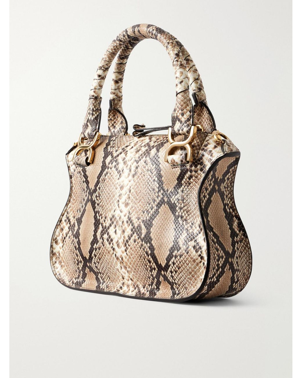 Chloé Natural Marcie Snake-Effect Leather Tote Bag