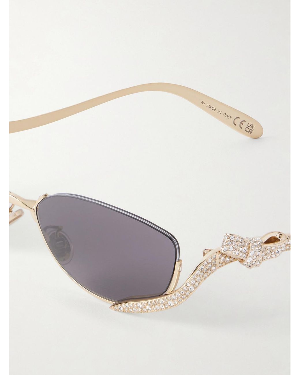 Dior Metallic Dior Bow B1U Embellished Cat-Eye-Tone Sunglasses