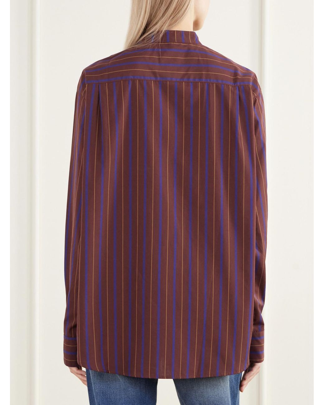 Jamie Haller Purple The Editor Striped Cotton And Silk-Blend Poplin Shirt