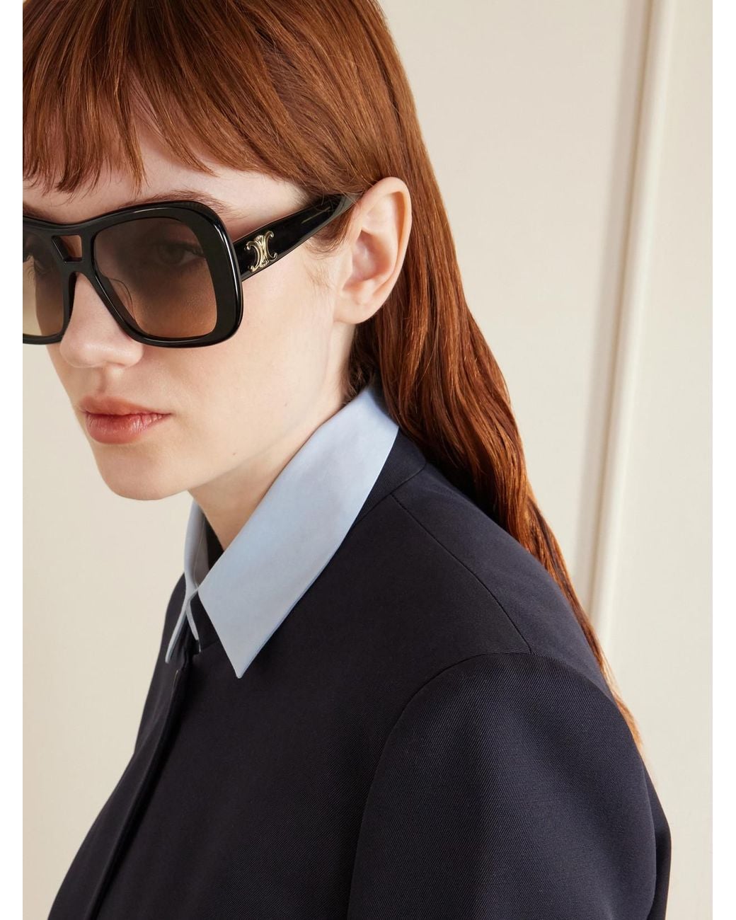 Céline Black Aviator-Style Acetate Sunglasses