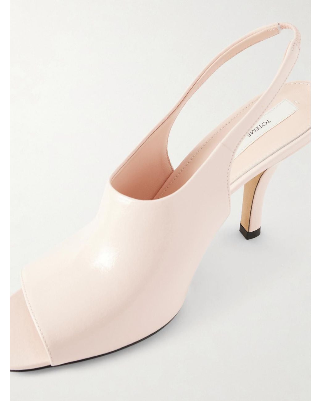 Totême Natural Glossed-Leather Slingback Sandals