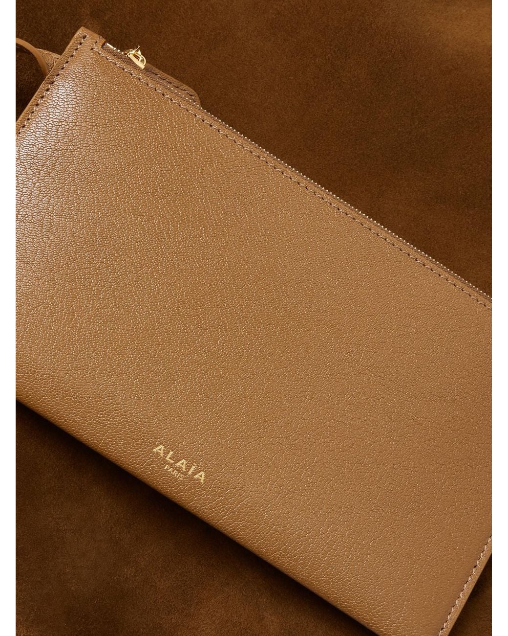 Alaïa Brown Hip Large Leather-Trimmed Suede Bucket Bag