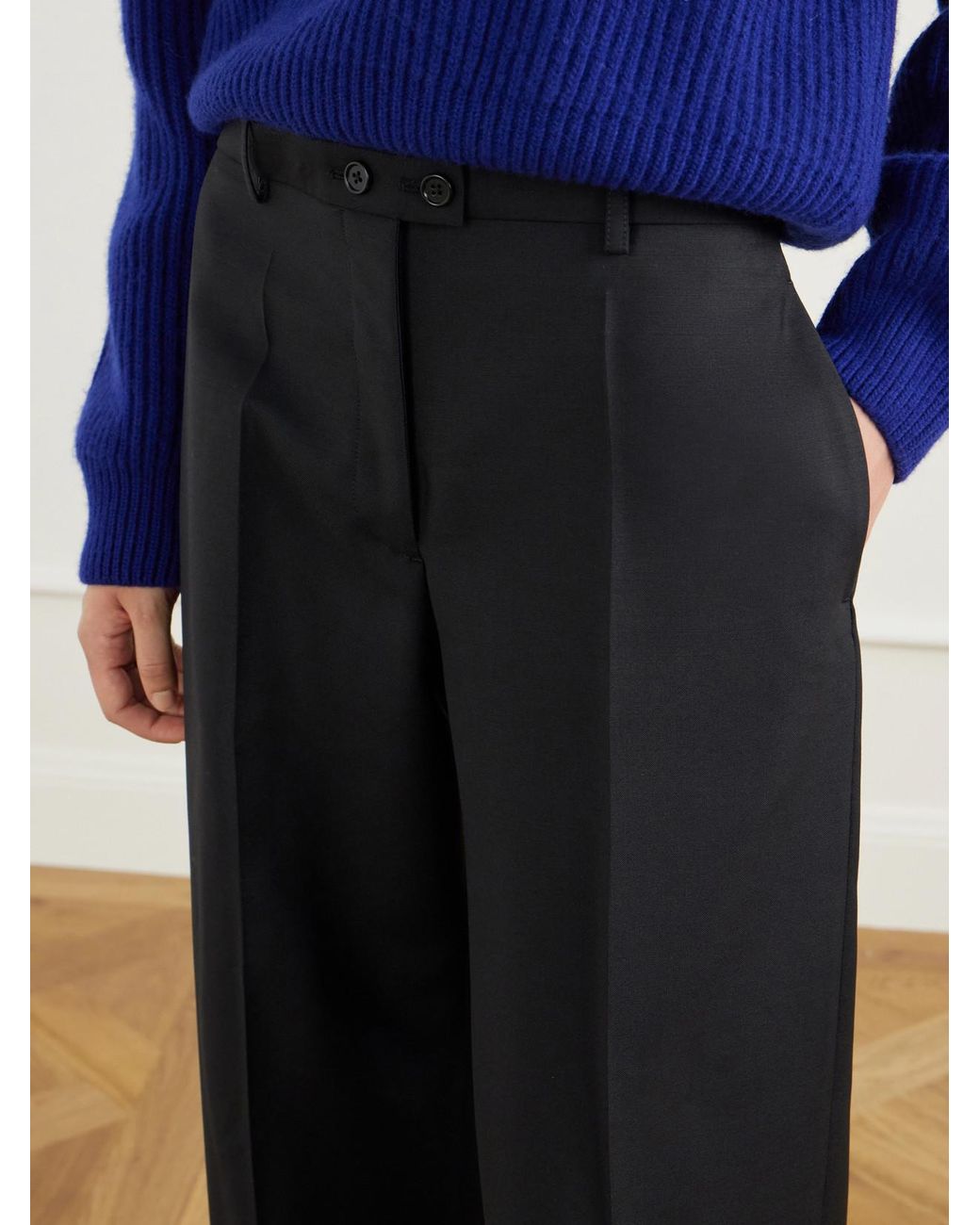 Jil Sander Blue Wool And Mohair-Blend Canvas Wide-Leg Pants