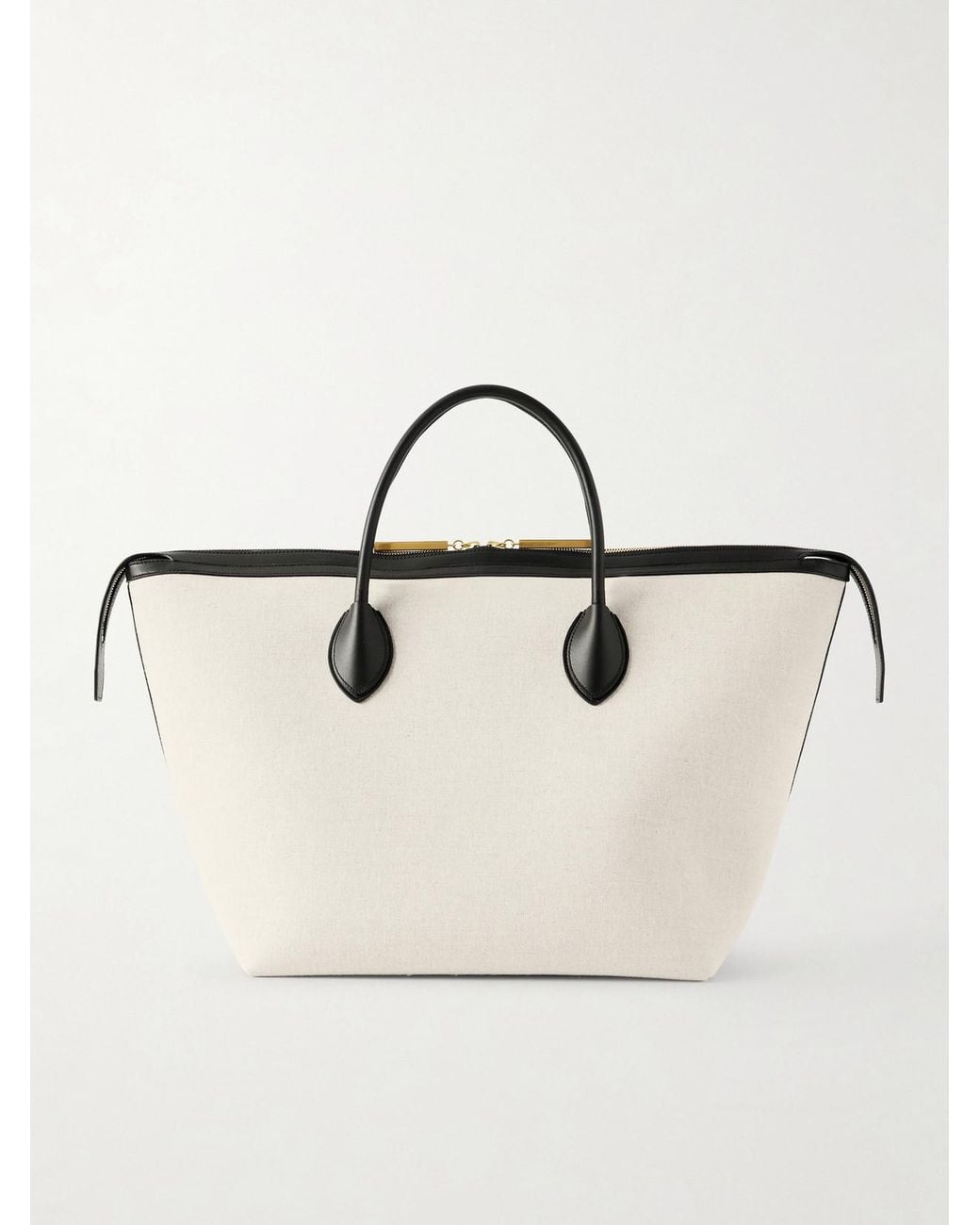 Khaite Natural Kasia Medium Leather-Trimmed Canvas Tote