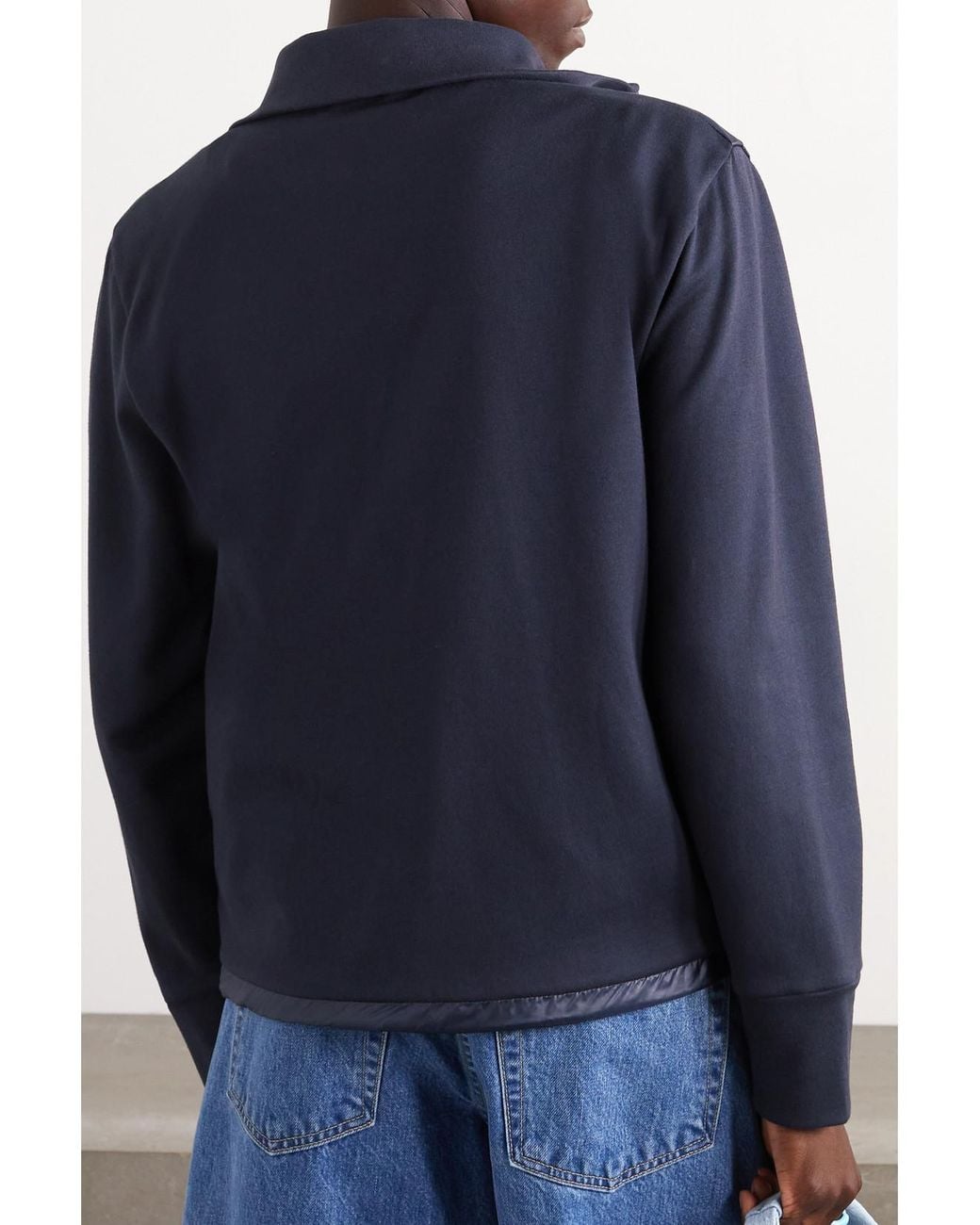 Moncler Blue Appliquéd Cotton-Blend Jersey And Quilted Shell Down Jacket