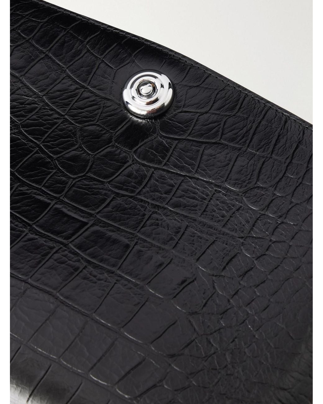 Liffner Black Pushlock Crocodile-Effect Leather Clutch