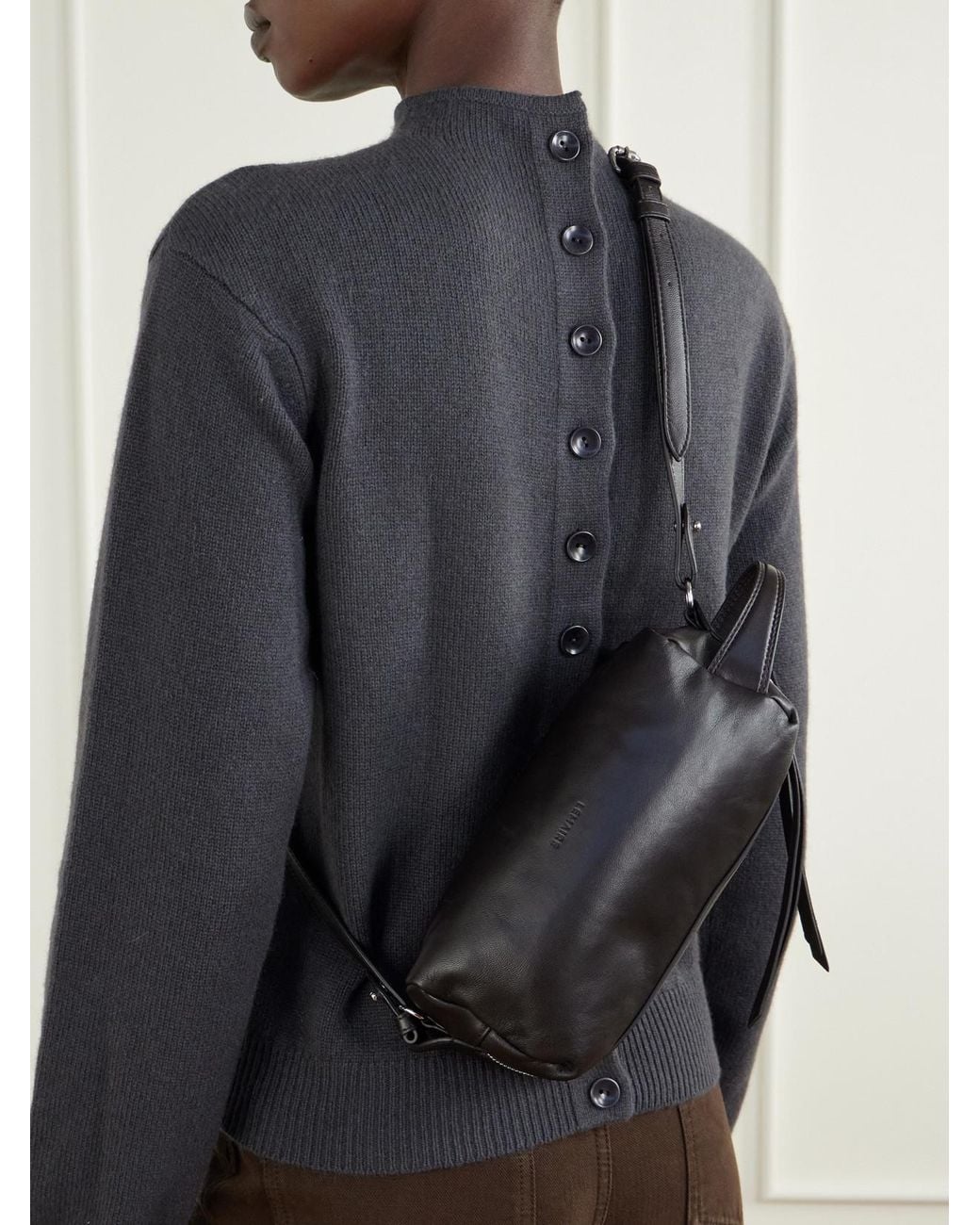 Lemaire Black Care Small Leather Shoulder Bag