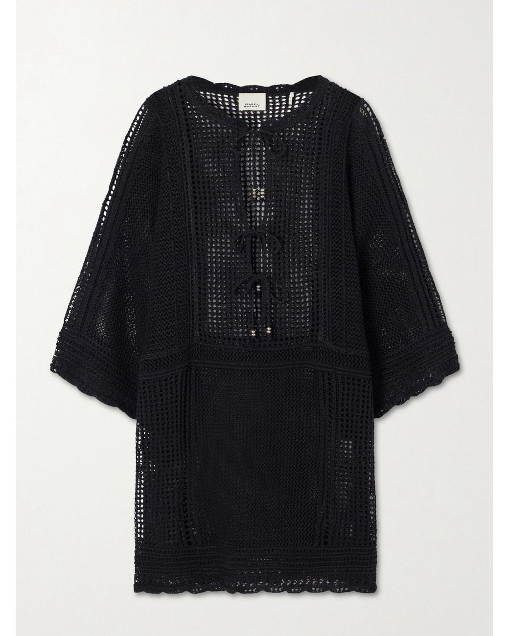 Isabel Marant Black Metina Crocheted Cotton-Blend Mini Dress