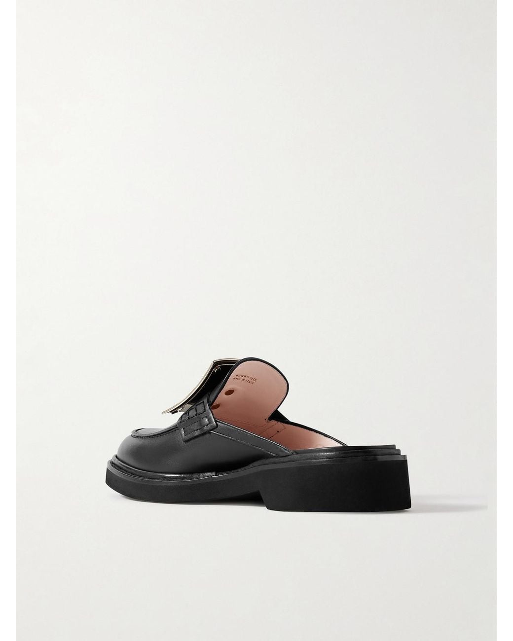 Roger Vivier Black Viv Rangers Embellished Leather Slippers