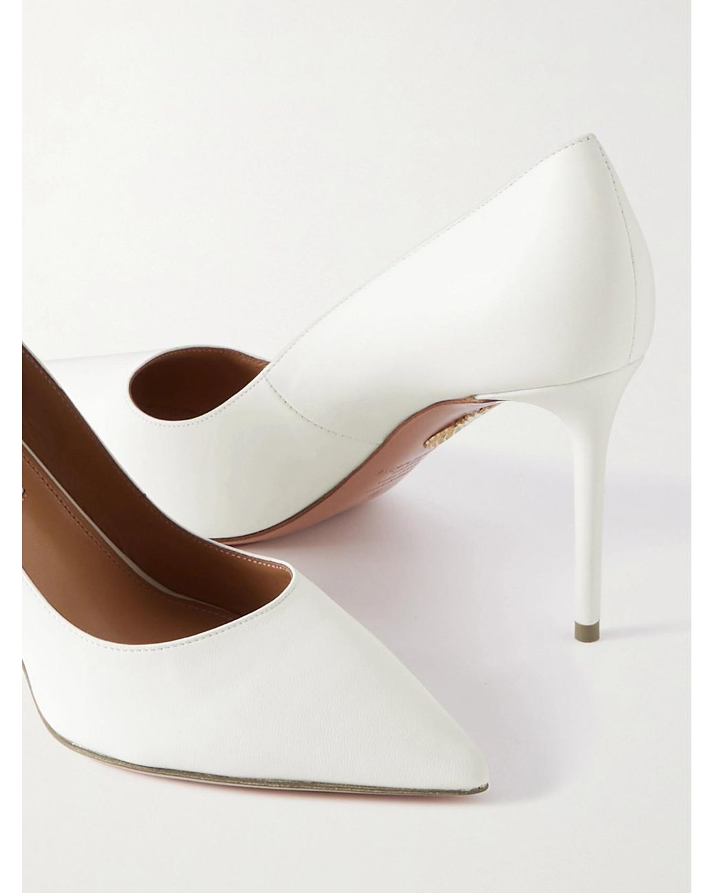 Aquazzura White Purist 85 Leather Pumps